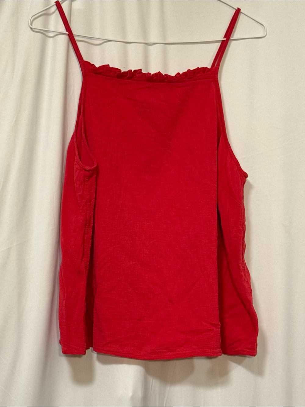 Universal Thread Bright Red Ribbed Cami with Ruffle Neckline